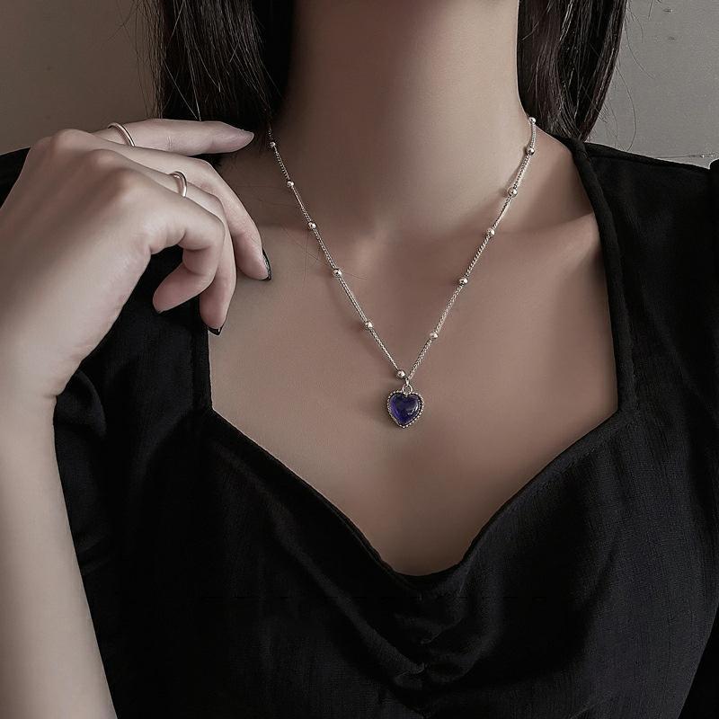 V BLUE HEART NECKLACE